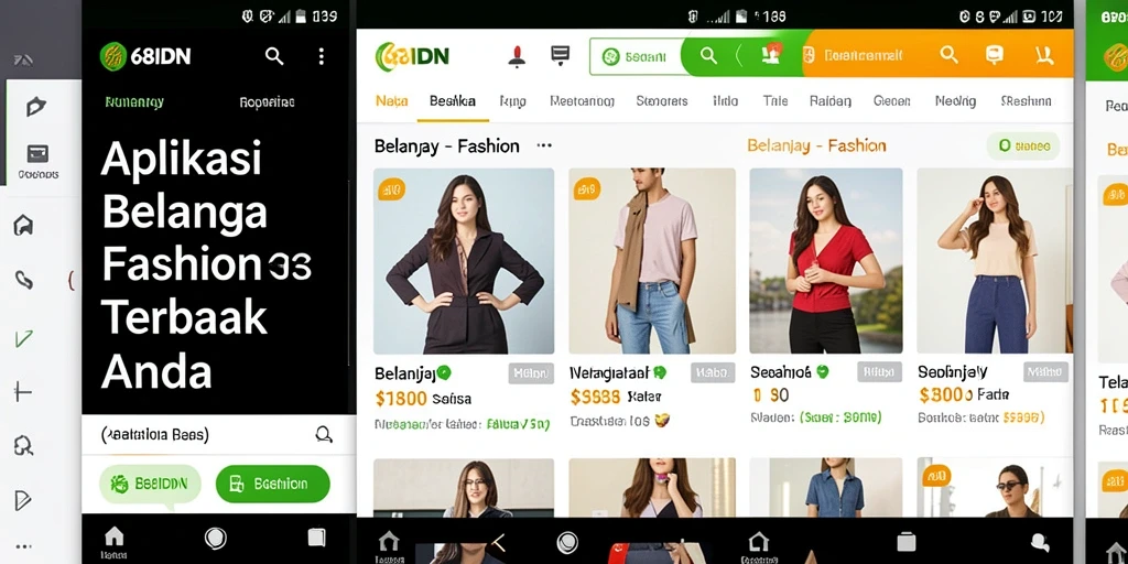 Tampilan antarmuka aplikasi 68IDN yang menarik untuk berbelanja Fashion.