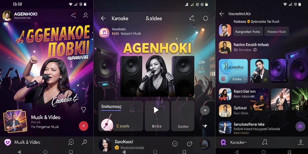 Screenshot antarmuka AGENHOKI dengan berbagai pilihan lagu karaoke.