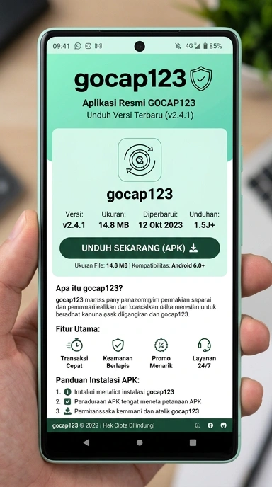 Tampilan halaman APK gocap123