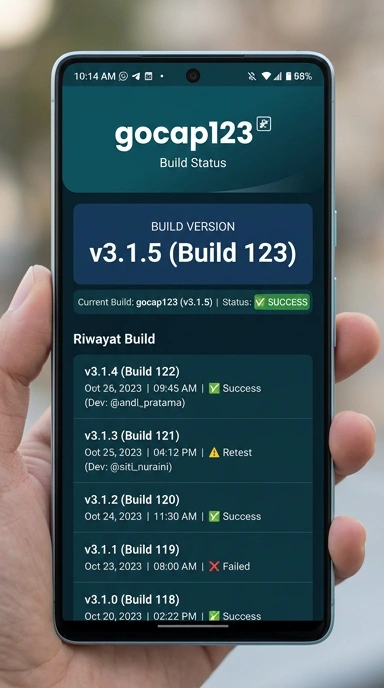 Tampilan riwayat versi gocap123